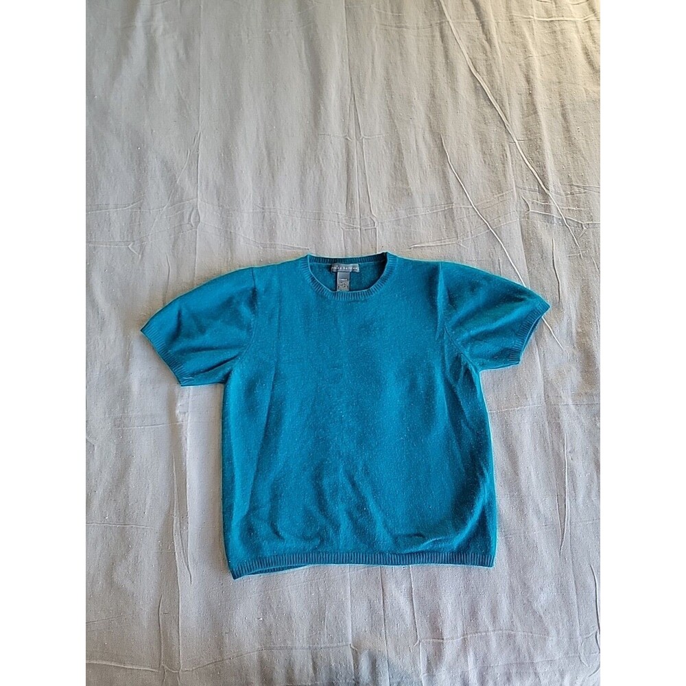Jessica Holbrook Cardigan Sweater Womens‎ L Button Blue Teal Lambswool Angora